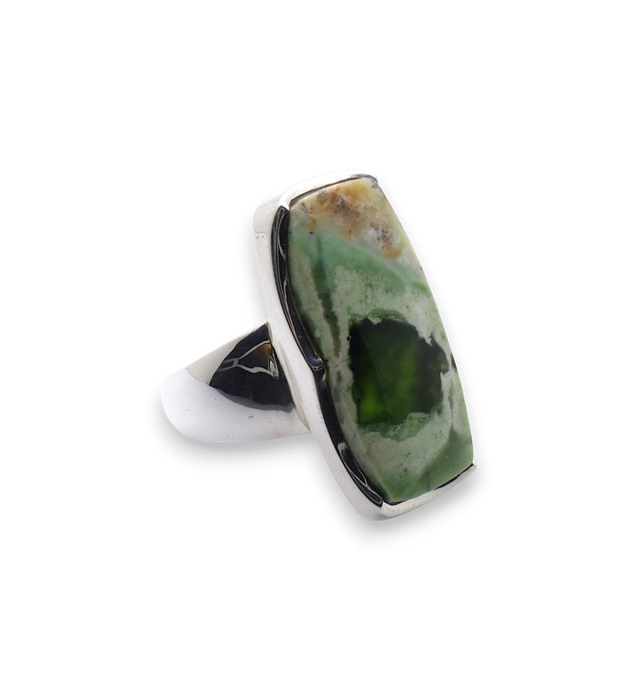 calcedoine chrome bague femme