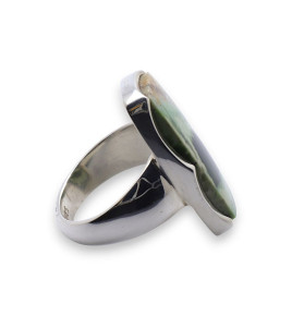 bague argent pierre verte