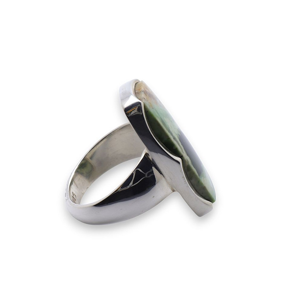 bague argent pierre verte
