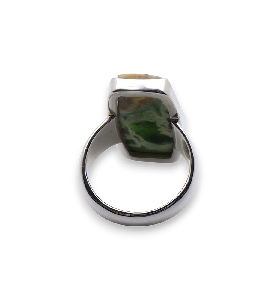 bague argent avec pierre verte
