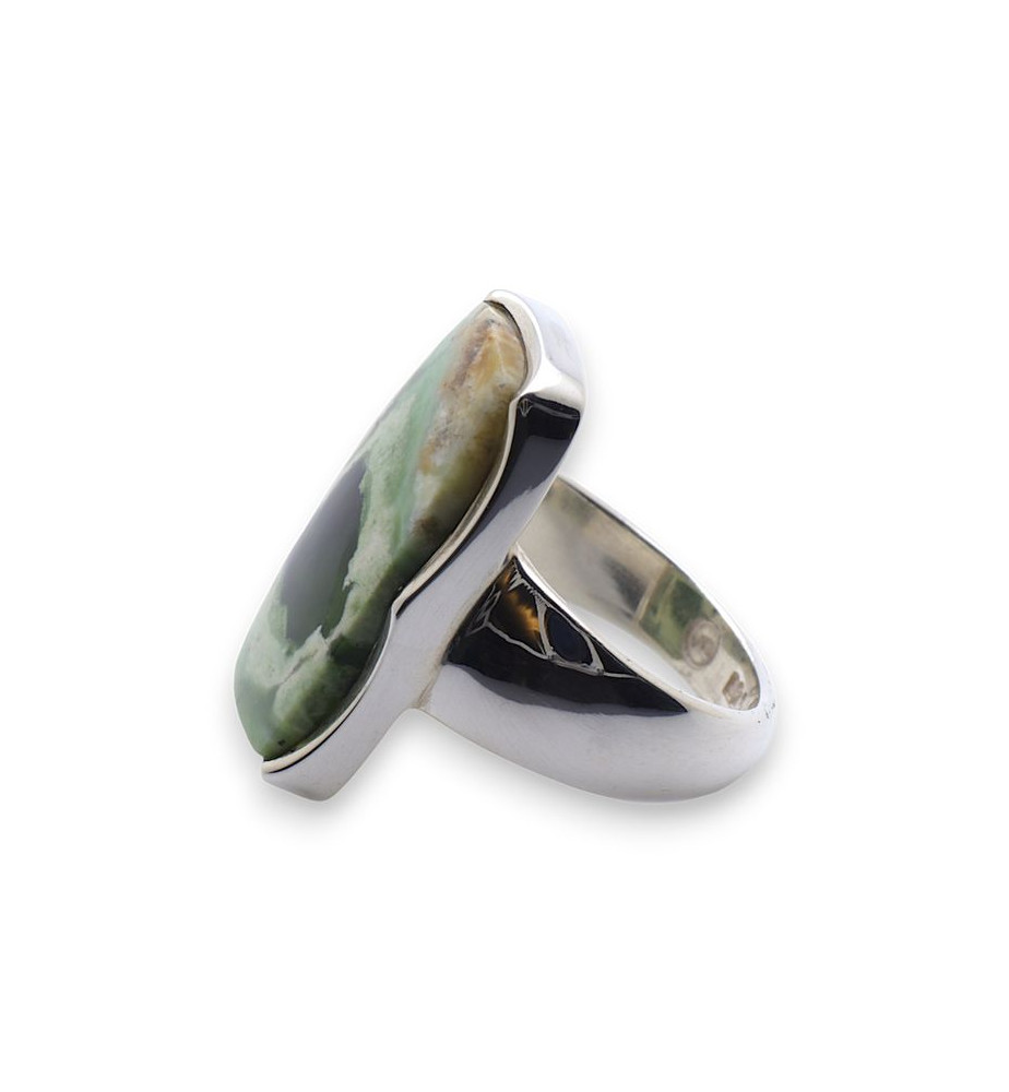 bague argent avec pierre calcédoine