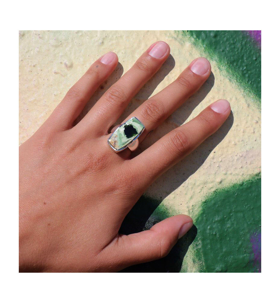 bague argent calcedoine