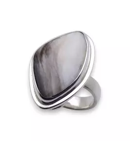 bague argent bois fossile