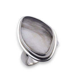 bague argent bois fossilisé