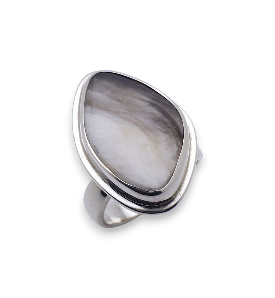 bague argent bois fossilisé
