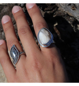 bague fossil argent