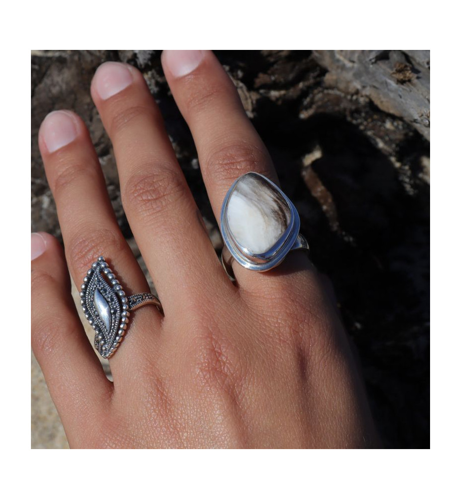 bague fossil argent