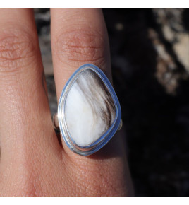 bague argent bois fossile femme