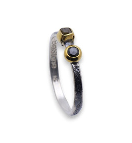 bague argent diamant noir