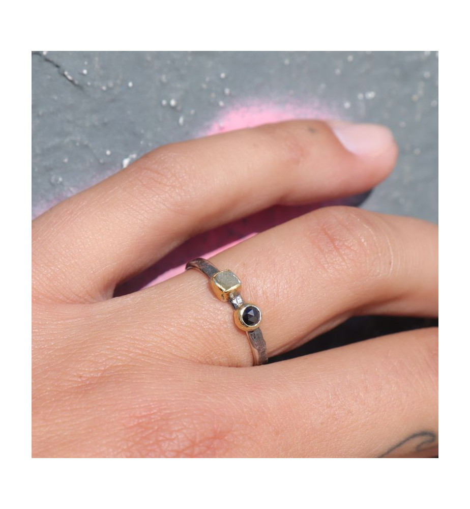 bague argent diamant brut