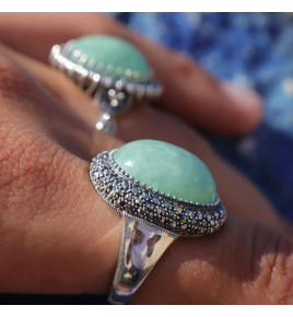 bague argent jade verte