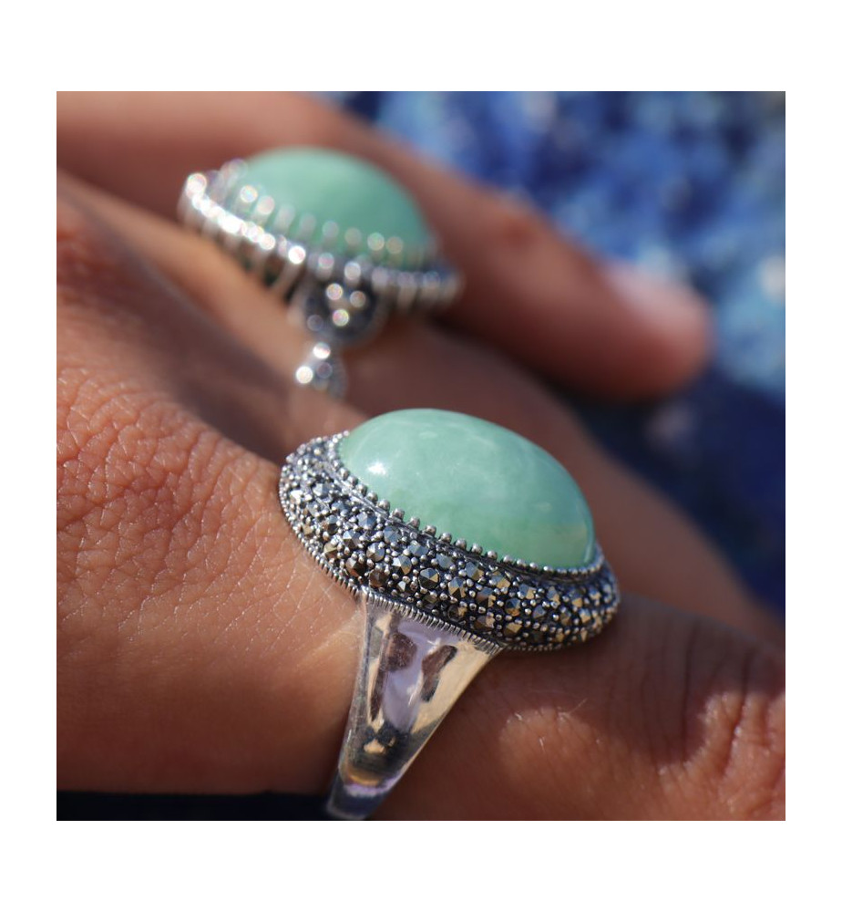 bague argent jade verte