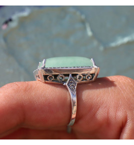 bague argent jade verte