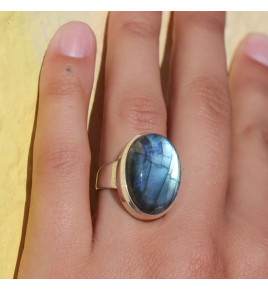 bague pierre labradorite argent