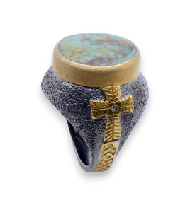 bague turquoise et or femme