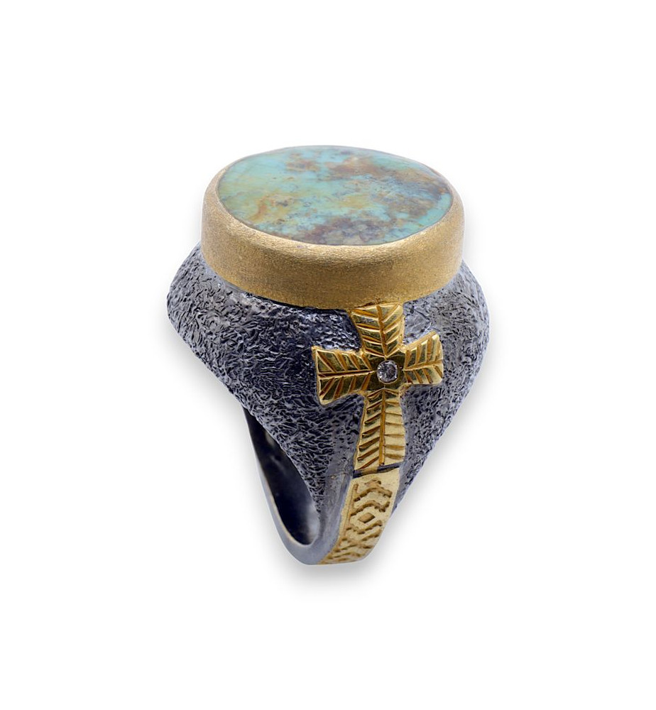 bague turquoise et or femme