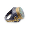 bague turquoise argent et or