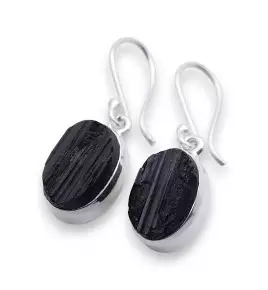 boucles d'oreilles argent et pierre noire