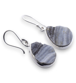 boucles d'oreilles calcédoine bleue