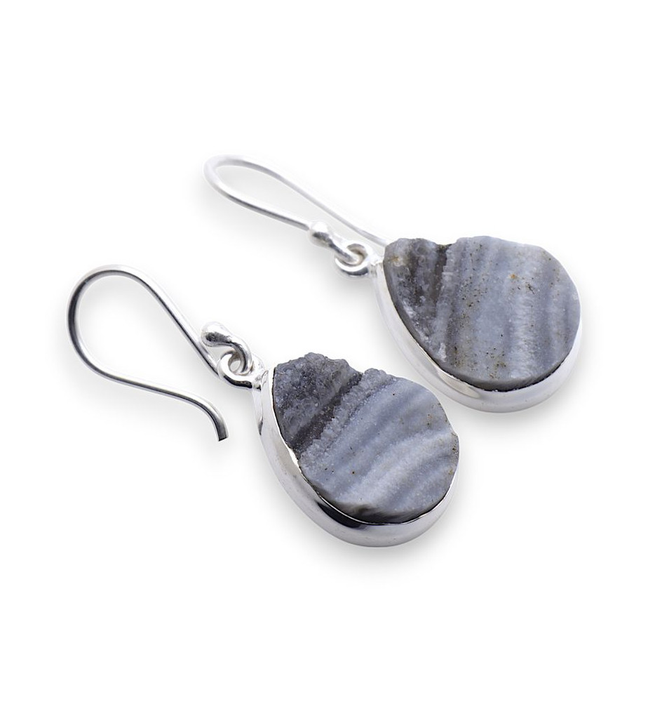 boucles d'oreilles calcédoine bleue