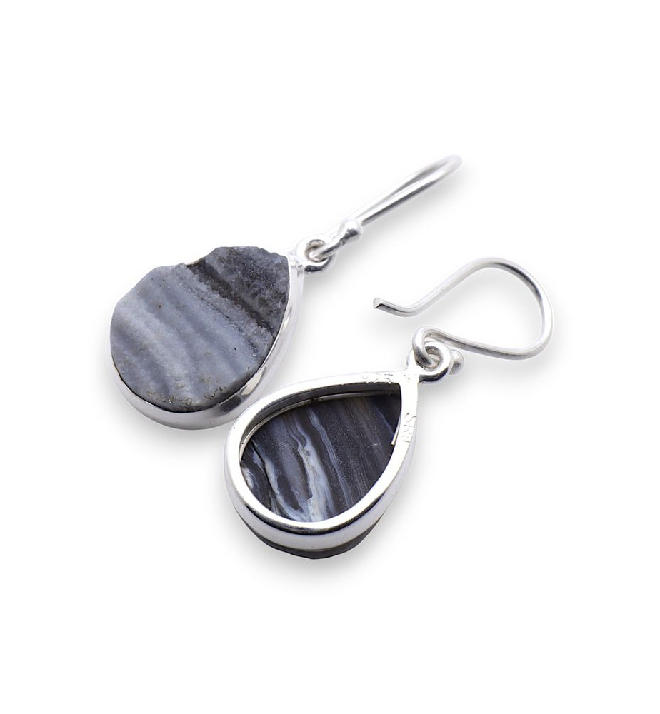 boucles d'oreilles calcédoine druzy