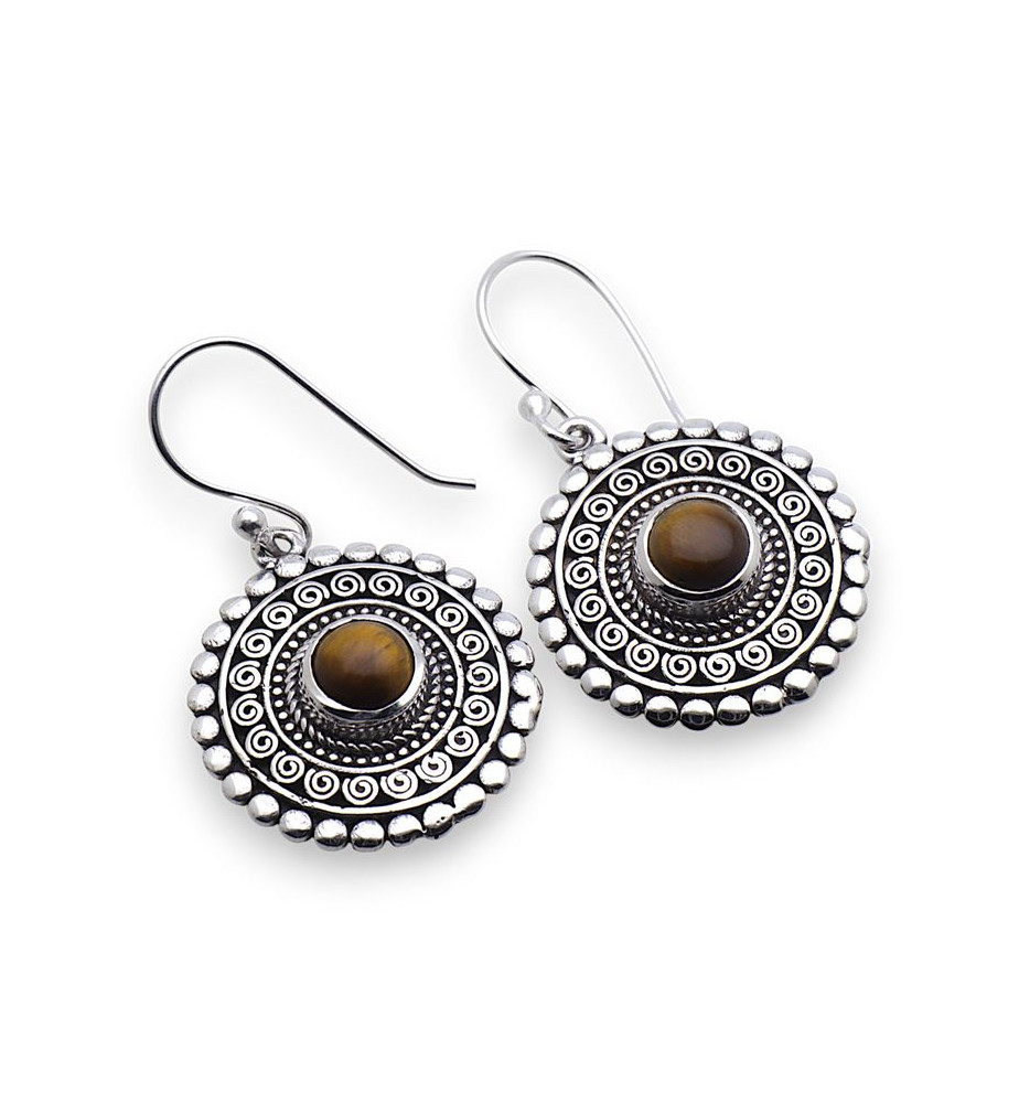 boucle d oreille argent oeil de tigre