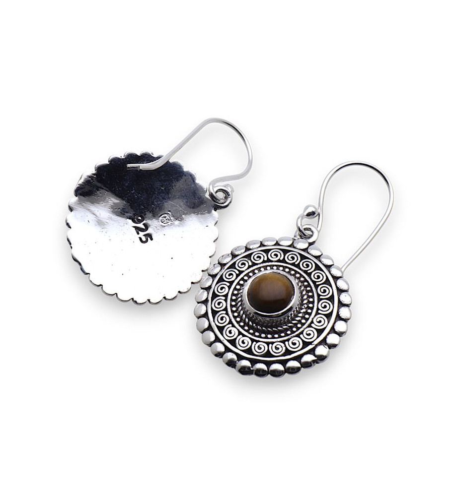 oeil de tigre boucle d'oreille