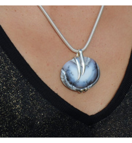 dendritic agate and silver pendant