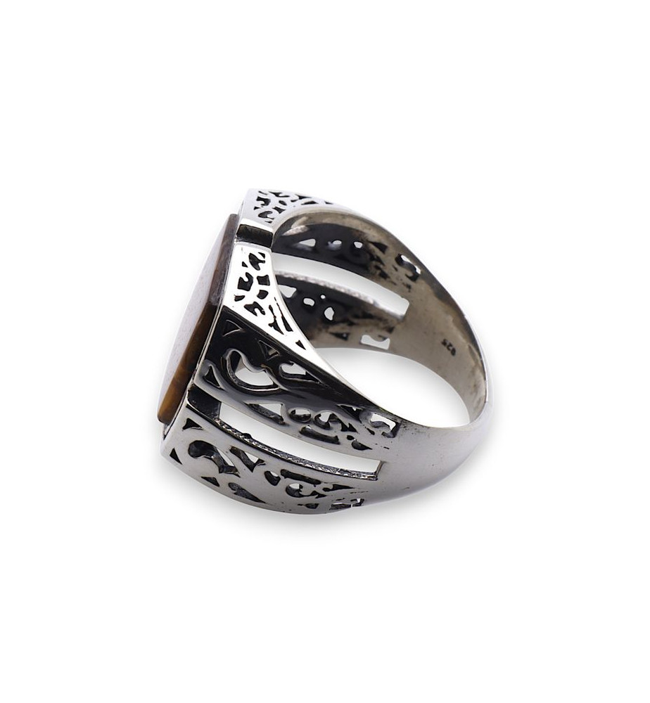 bague oeil de tigre homme