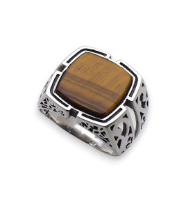 bague oeil de tigre argent