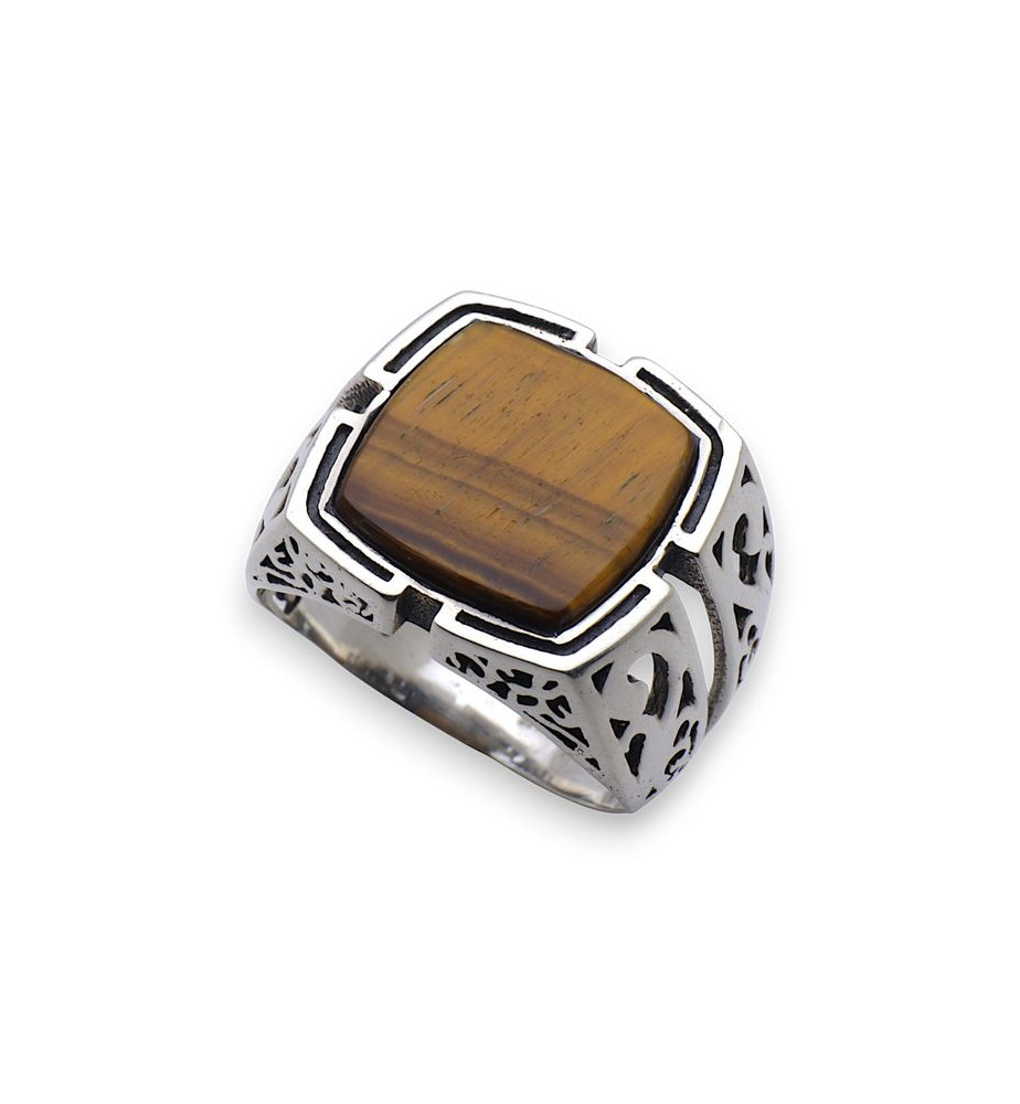 bague oeil de tigre argent