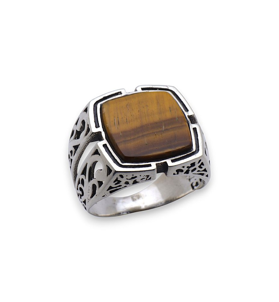 bague oeil de tigre pour homme