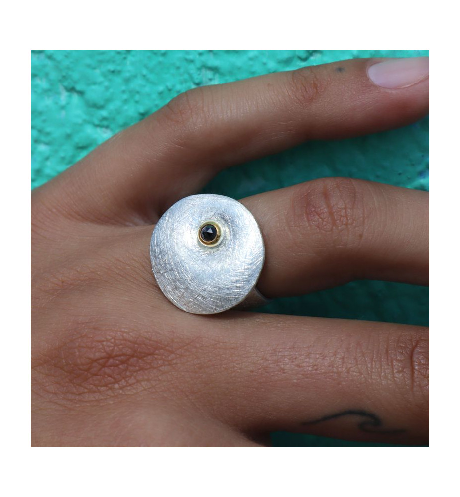 bague diamant noir argent