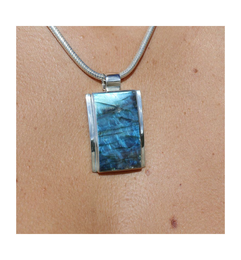 pendentif argent avec labradorite