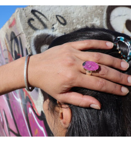 bague argent pierre rose