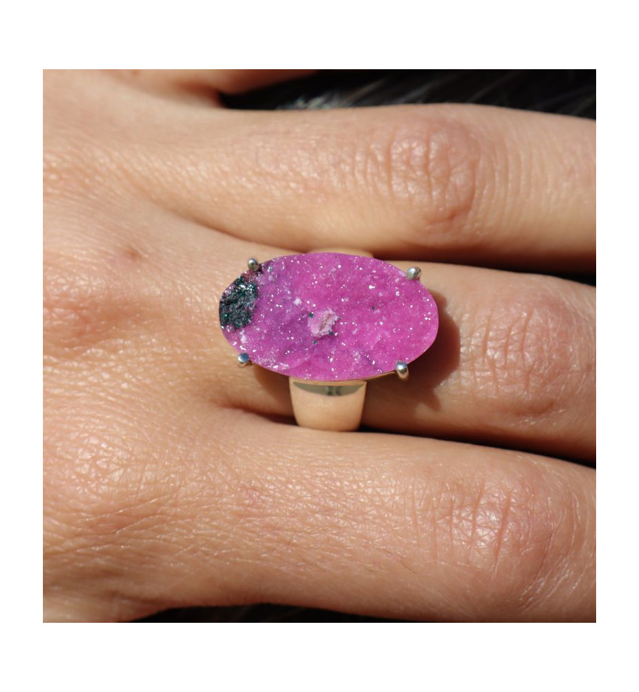 bague cobalto calcite argent