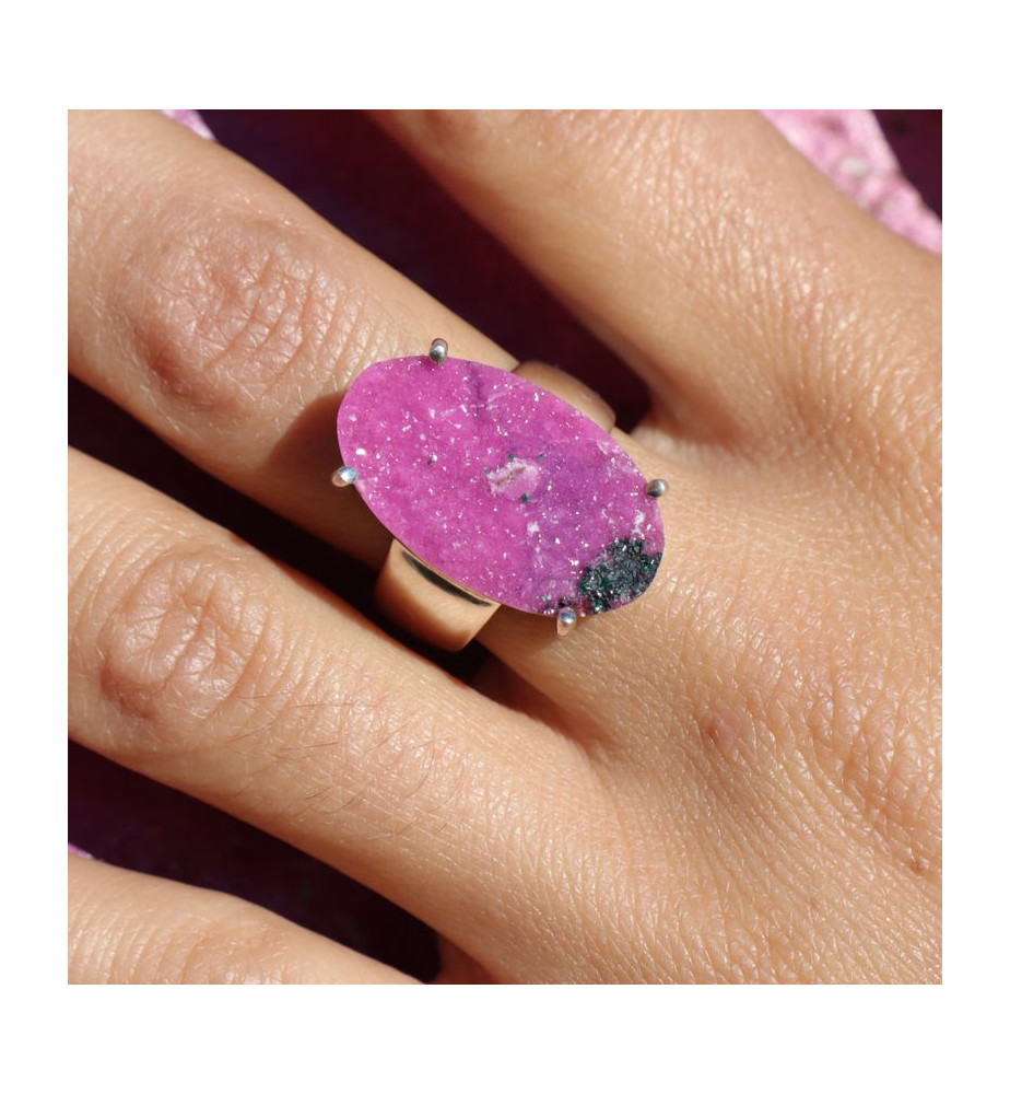 bague argent cobalto-calcite