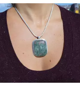 agate mousse pendentif argent