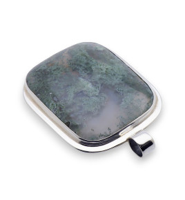 agate mousse pendentif argent