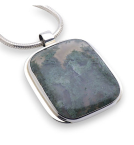 agate mousse pendentif argent