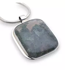 agate mousse pendentif argent