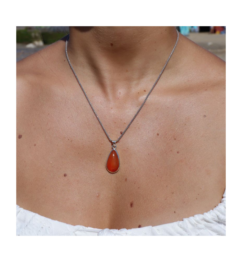 pendentif cornaline argent