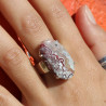 agate dentelle folle bague argent