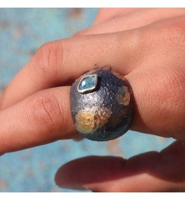 bague tourmaline bleue argent