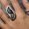 bague argent bois fossilisé