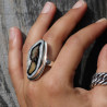 bague argent bois fossile femme