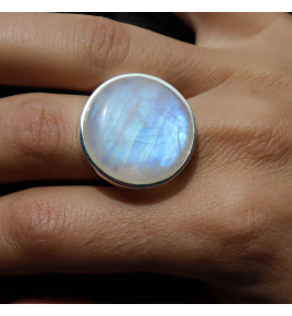 bague pierre de lune argent