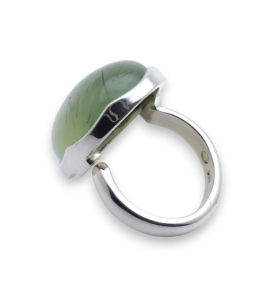bague argent avec prehnite