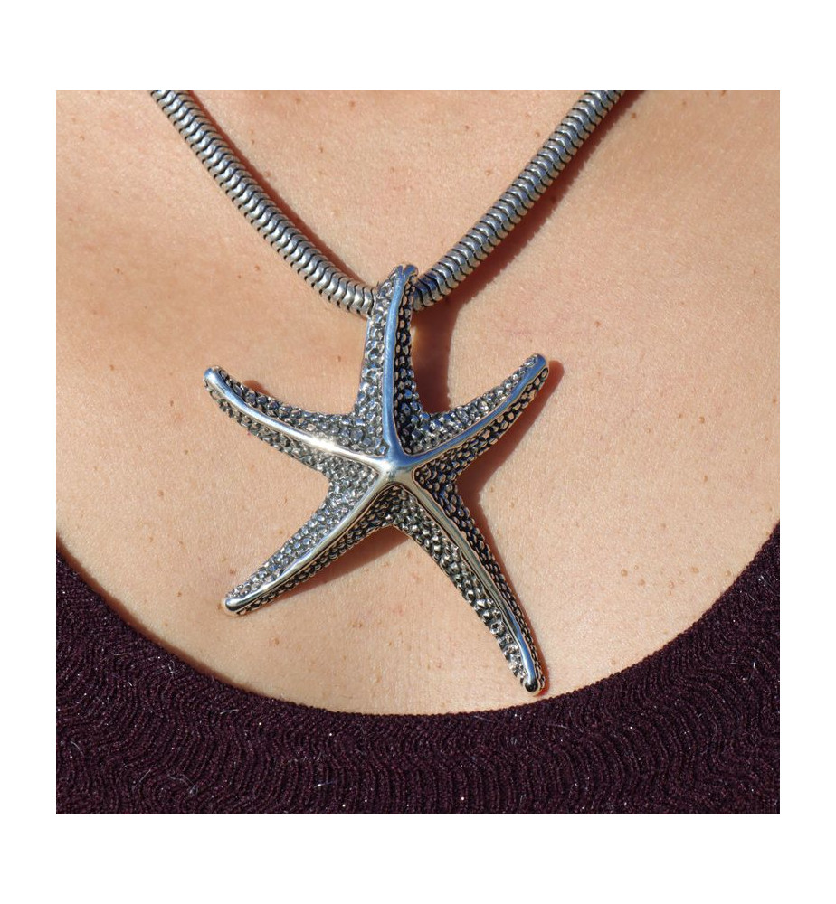gros pendentif argent etoile de mer