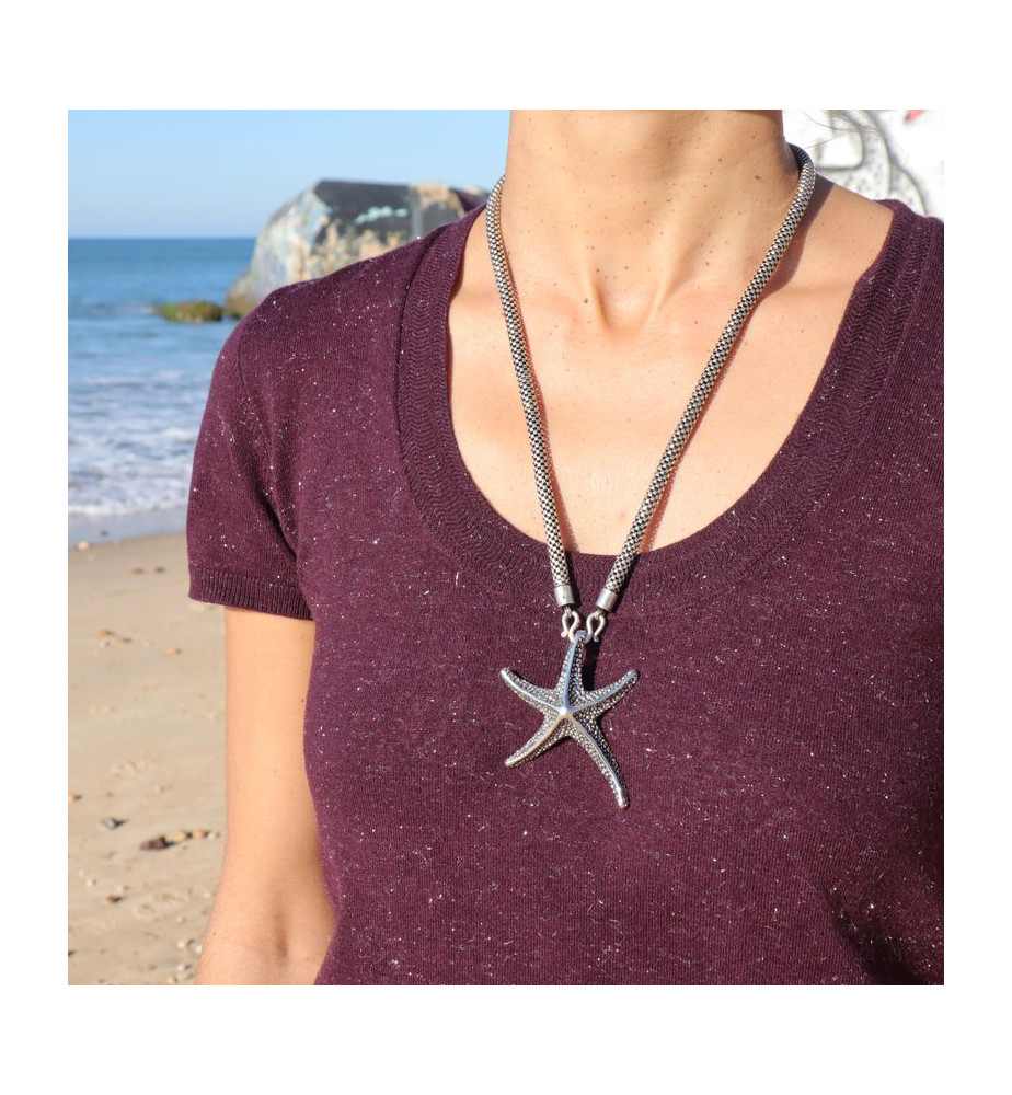 grand pendentif argent etoile de mer
